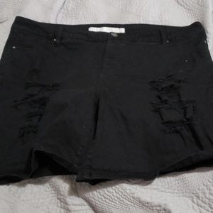 Distressed black shorts